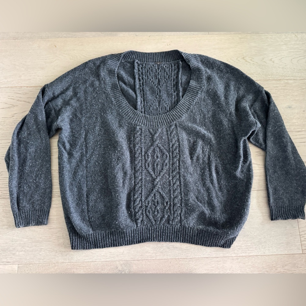 Free People Scoop Neck Cable Knit Sweater Size M